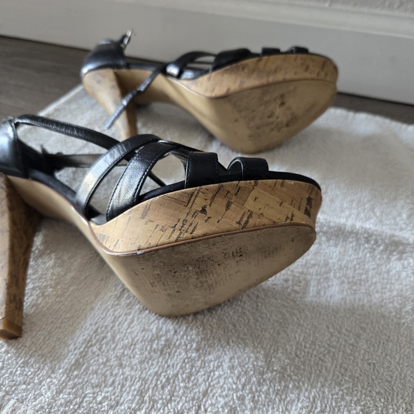 Free Press Black Strappy Cork Heels - Picture 3 of 3